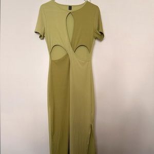 Color Block Cut Out Slit Hem Dress